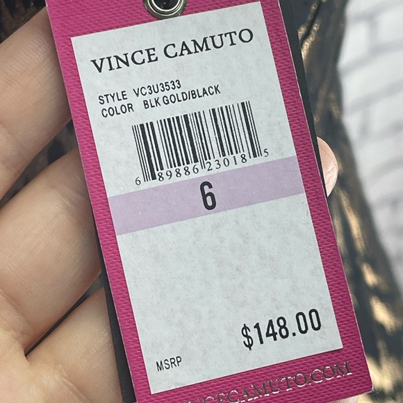 Vince Camuto size 6 black and gold fit and flare dress - Picture 4 of 6